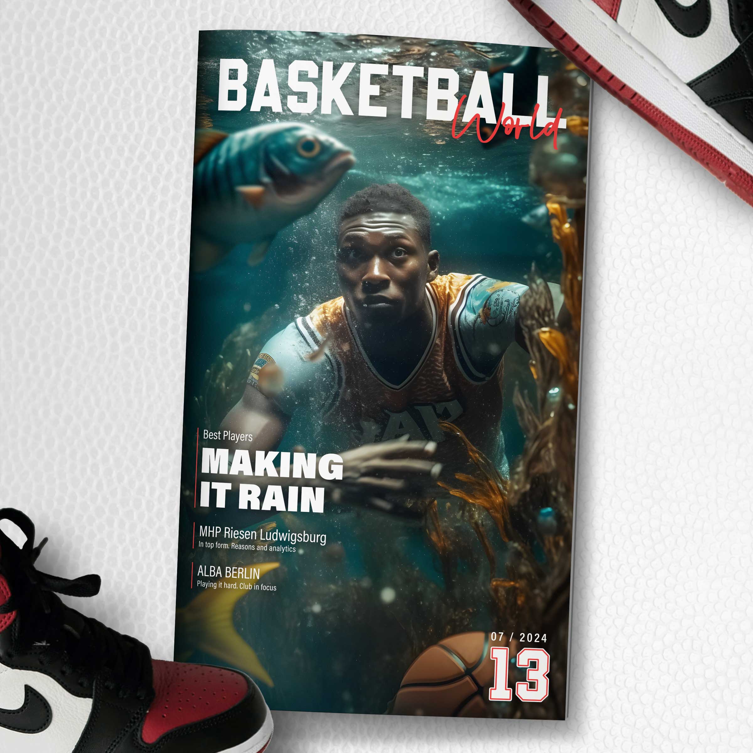 Cover Art for a basketball magazine by the freelance art director, UX Designer, UI Designer and Illustrator Christoph Gey from Leipzig