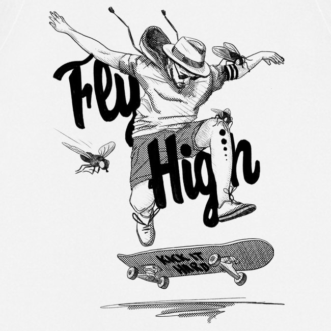 Badass skateboard Illustration for Shirts, Hoodies, Tops and more. Showing a skater jumping up in the air. Creative, badass and funny fashion artwork.
