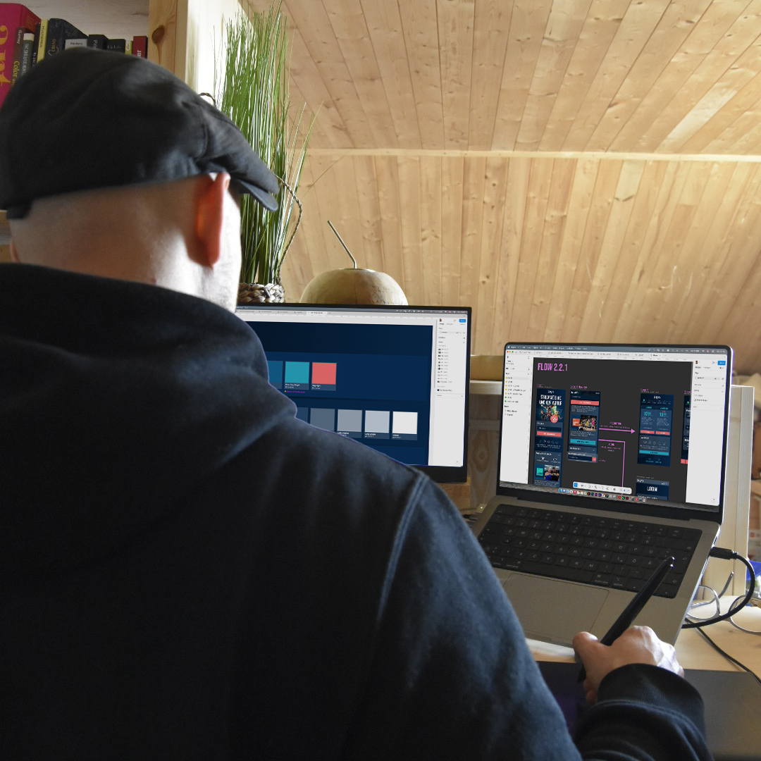 Christoph Gey on his desk Christoph Gey on his desk