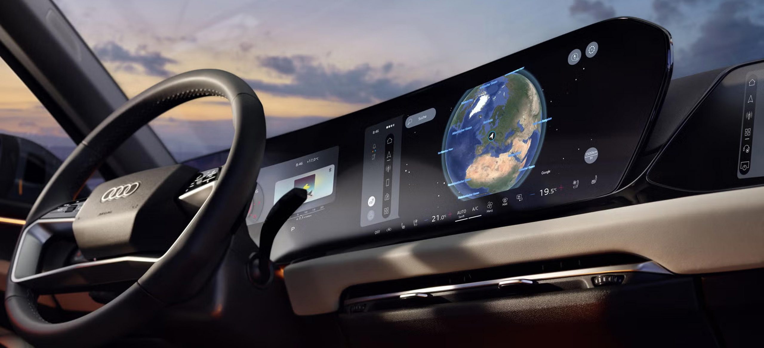 The futuristic cockpit of audi cars are covered with the style principles christoph gey developed