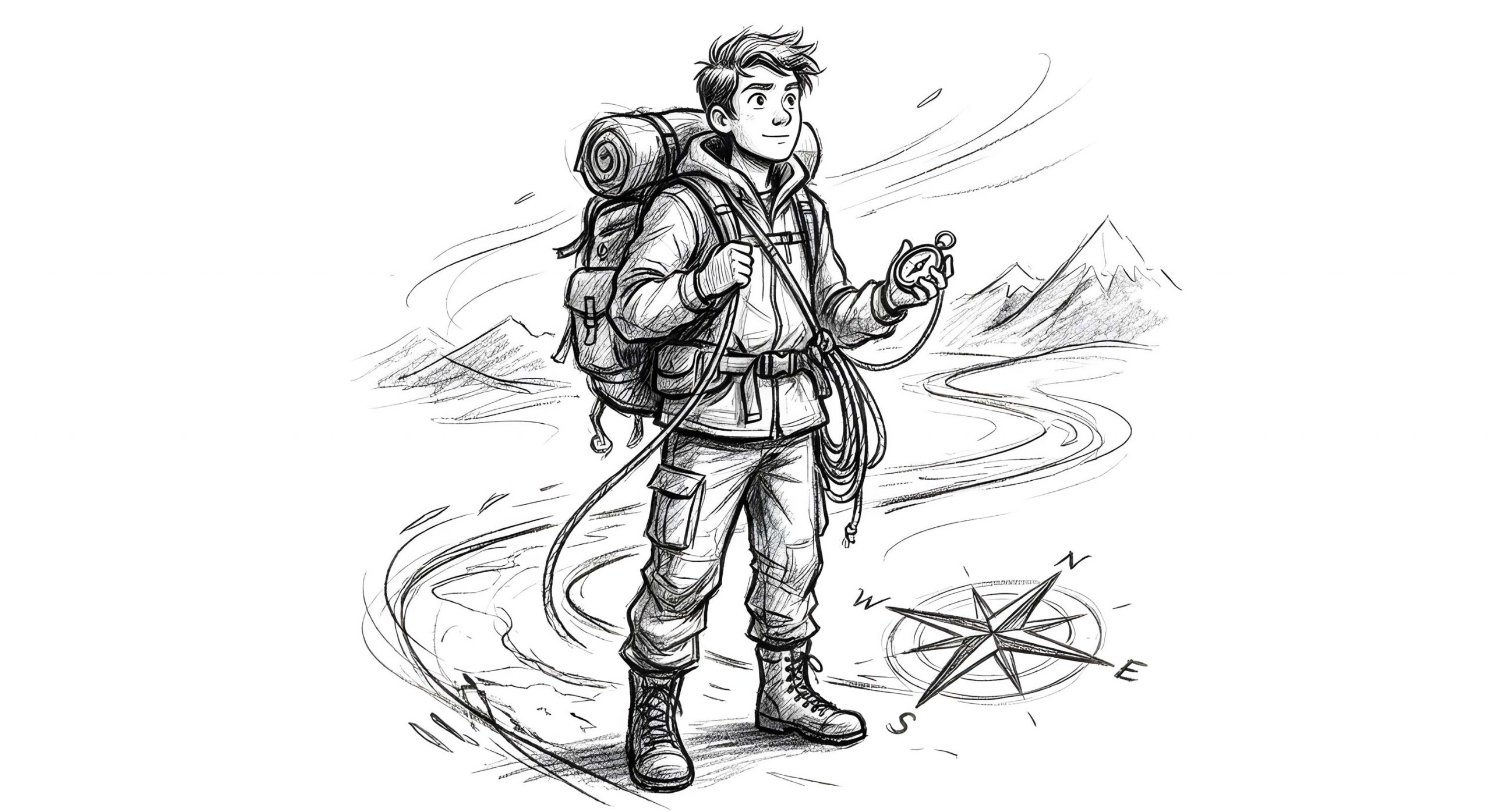 Archetype of the explorer - sketched by the freelance creative director Christoph Gey from leipzig