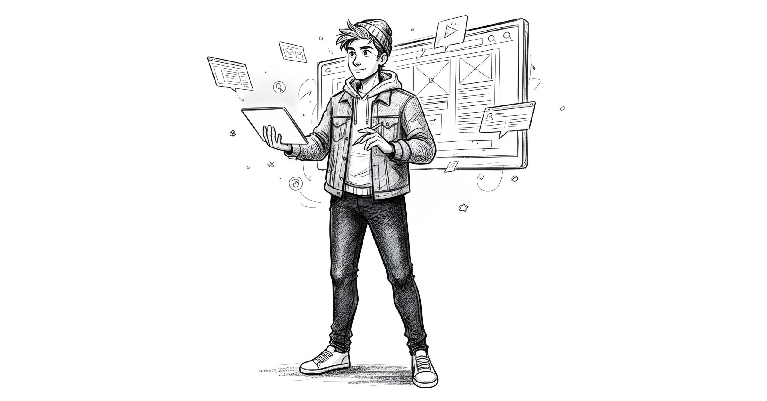 Sketch of an art director by the freelancer Christopher Gey