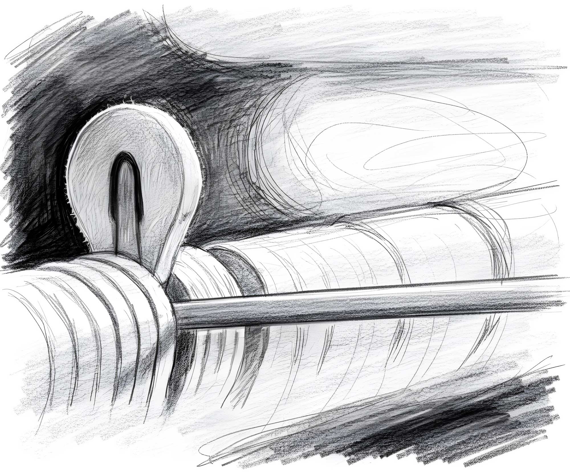 Sketch of the inside of a steinway piano by freelance creative director Christoph Gey from Leipzig
