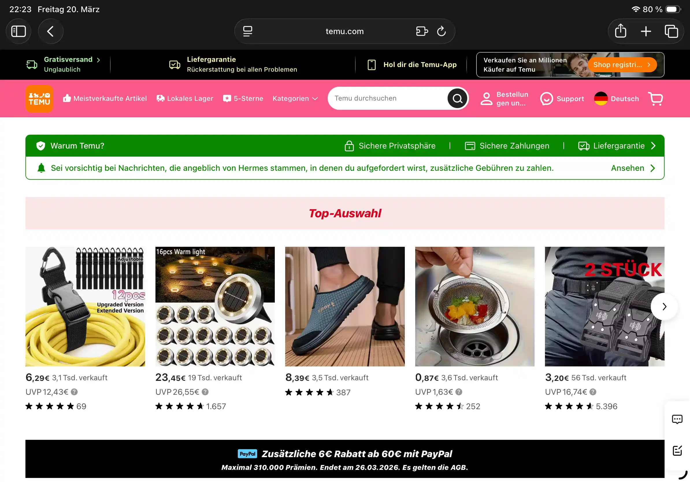 Retail Website of Temu