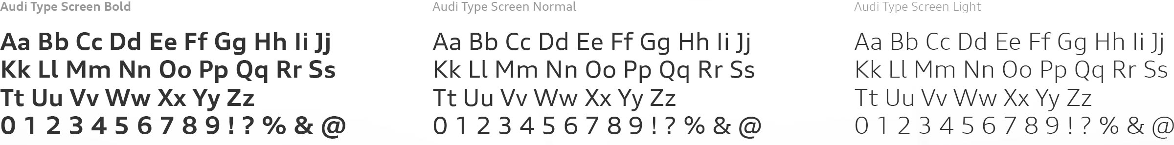 Audi Corporate Design Development - Typography Scheme by freelance Creative Director Christoph Gey and Strichpunkt Design