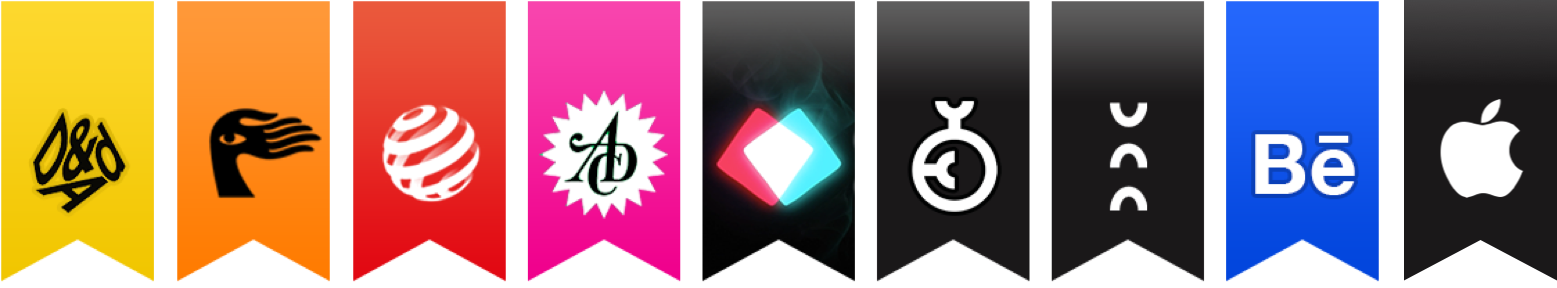 Auszeichnungen wie D&AD „Best of Year“, ADC „Silver Nails“, 2x Red Dot Design Award „Best of Best“ und viele mehr