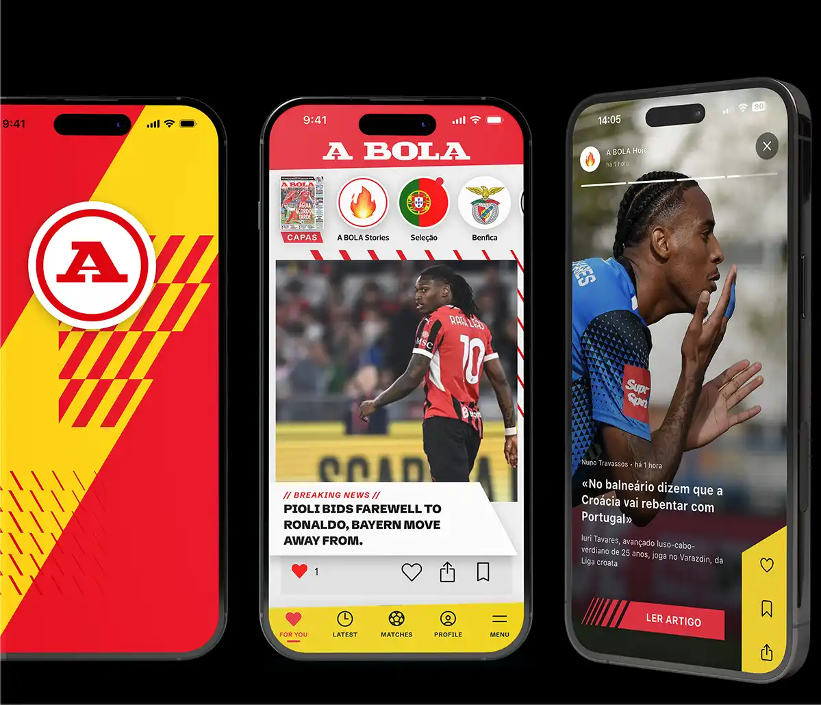App layouts of A Bola by freelance digital product designer Christoph gey