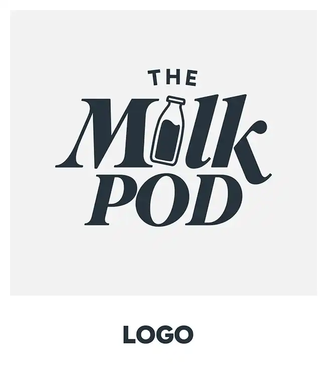 Logo of "The Milk Pod" - A Corporate Design developed by the freelance creative and art director Christoph Gey from Leipzig