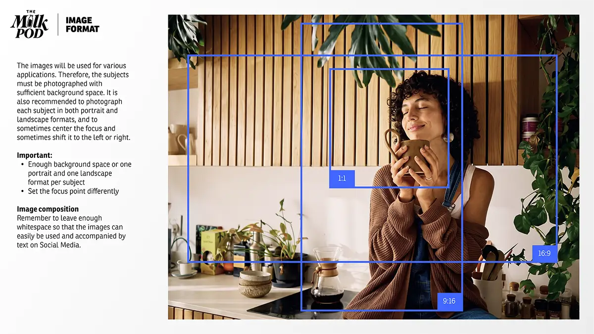 Image Formats Definition of "The Milk Pod" Brandbook (Krüger Group Company) developed by the freelance Creative Director Christoph Gey from Leipzig, Germany