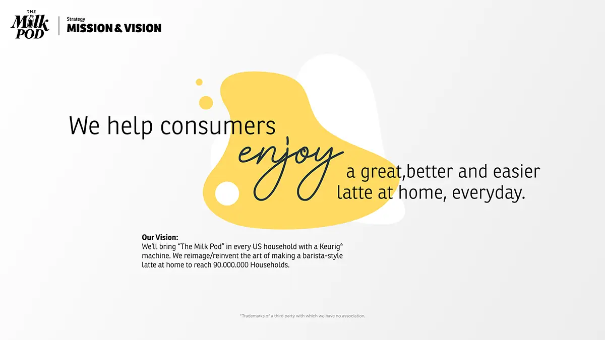 Mission and Vision Definition of "The Milk Pod" Brandbook (Krüger Group Company) developed by the freelance Creative Director Christoph Gey from Leipzig, Germany