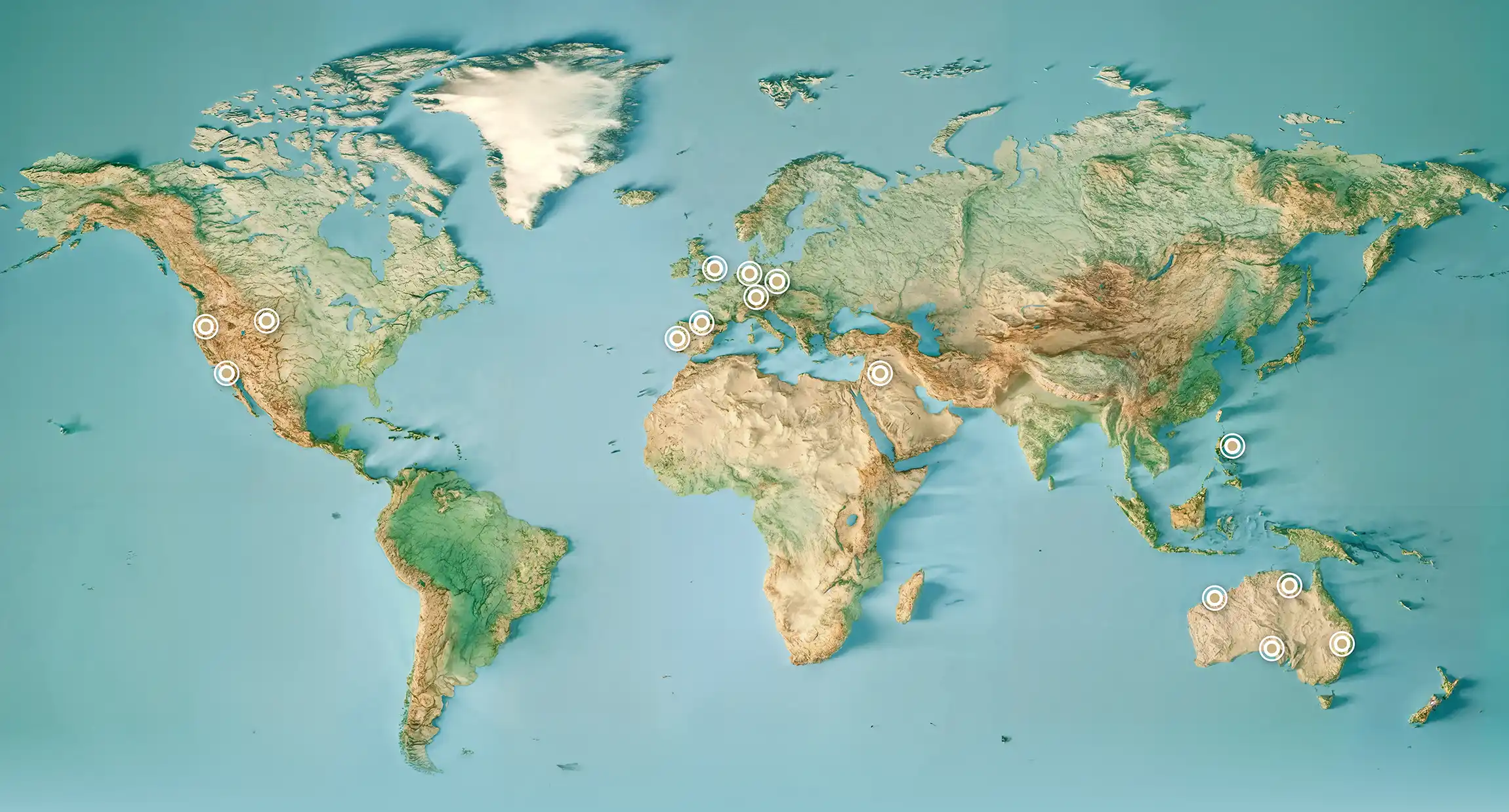 Worldmap where the international freelance creative director Christoph Gey spend time.